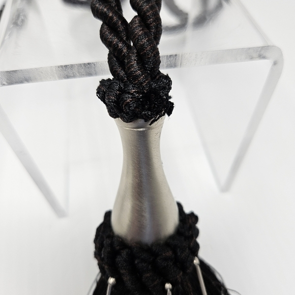 Tassel Curtain Tie Backs Black & Silver Beads Set of 2 Decorator Detail - Picture 10 of 12
